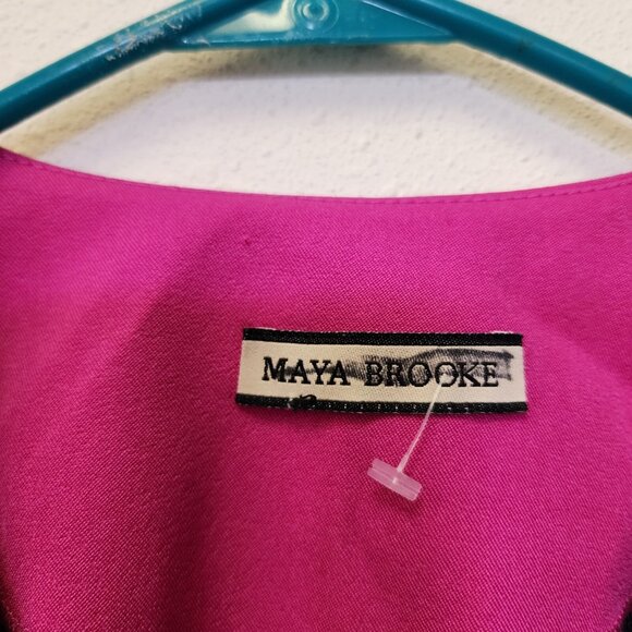 Maya Brooke Dress 2pc Jacket 10 Navy Pink Midi Mother Bride Groom Wedding Event - Picture 5 of 16